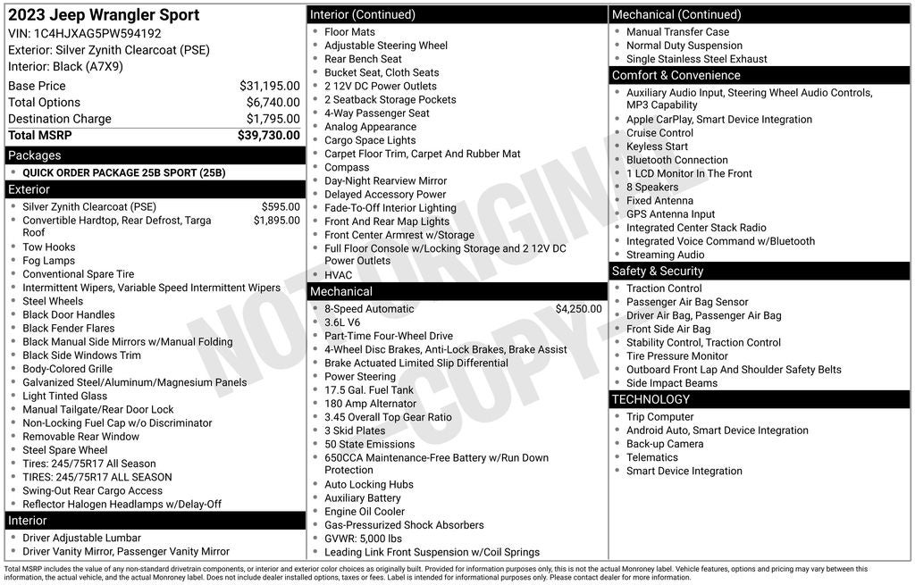 2023 Jeep Wrangler Sport