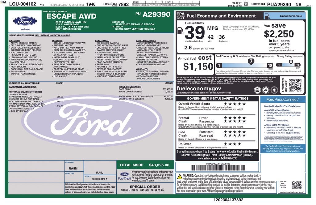 2023 Ford Escape Hybrid Platinum