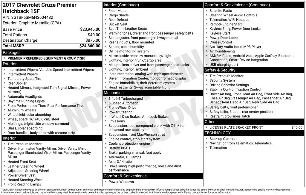 2017 Chevrolet Cruze Premier