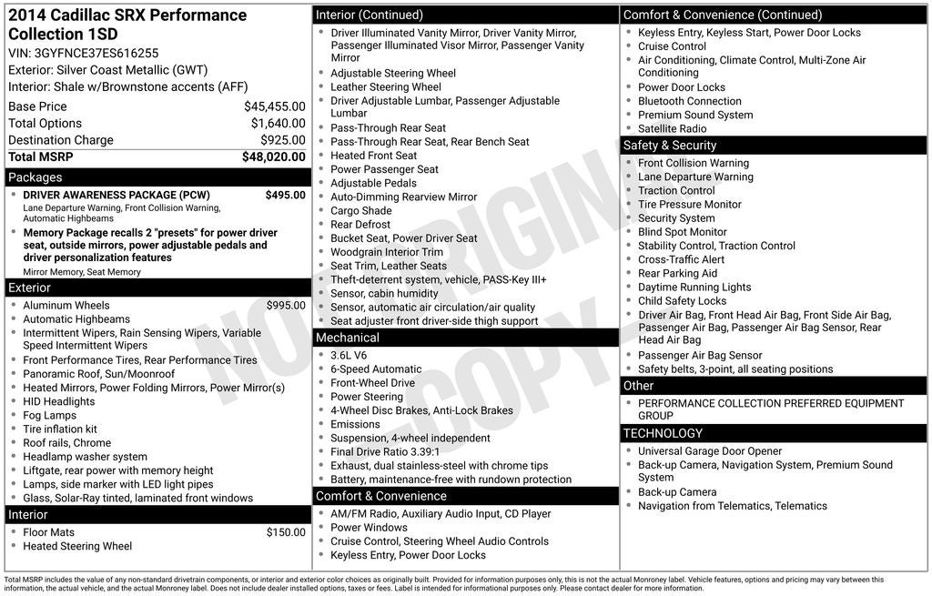 2014 Cadillac SRX Performance