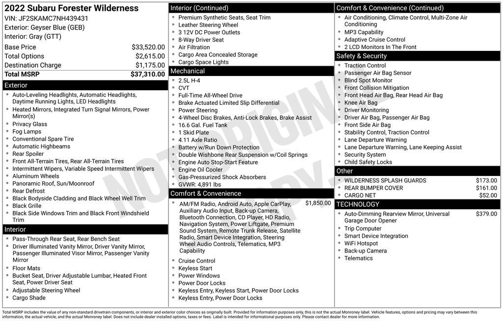 2022 Subaru Forester Wilderness